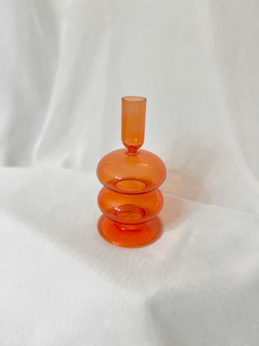 Hand-Blown Colored Glass Candlestick Holders