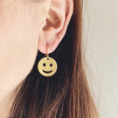 Smiley Brass Hoops